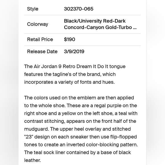 Jordan 9 Retro 2019  'Dream It Do It' - Picture 11 of 11